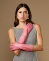 Rosemary Mid-forearm (pink) - Women's lambskin leather gloves with silk lining & touchscreen feature