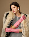 Rosemary Mid-forearm (pink) - Women's lambskin leather gloves with silk lining & touchscreen feature
