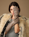 Rosemary Mid-forearm (taupe) - Dameshandschoenen van lamsleer met zijden voering & touchscreenfunctie