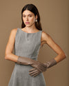 Rosemary Mid-forearm (taupe) - Dameshandschoenen van lamsleer met zijden voering & touchscreenfunctie