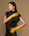 Rosemary Mid-forearm (yellow) - Women's lambskin leather gloves with silk lining & touchscreen feature