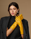 Rosemary Mid-forearm (yellow) - Women's lambskin leather gloves with silk lining & touchscreen feature