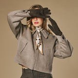 Roxanne (bruin) – Dames patchwork handschoenen van schapenleer met warme schapenvacht voering