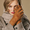 Roxanne (kamel) - Damen-Patchwork-Schafsfellhandschuhe mit warmem Schafspelzfutter