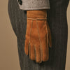 Roxanne (kamel) - Damen-Patchwork-Schafsfellhandschuhe mit warmem Schafspelzfutter
