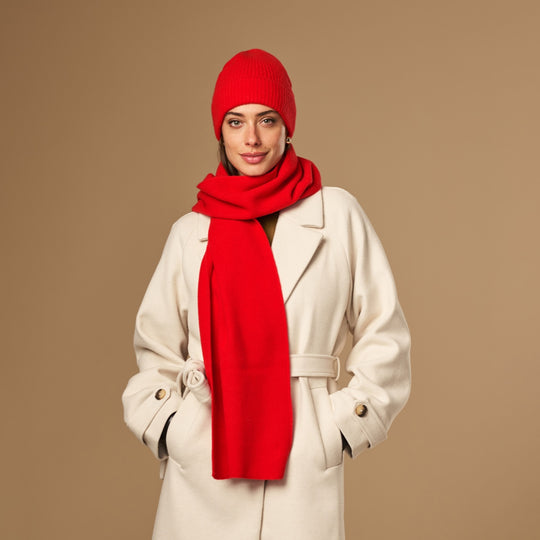 Charlie (rood) - Premium sjaal van zachte Merino wol (unisex)