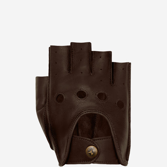 Selena (bruin) – Vingerloze autohandschoenen van soepel lamsleer voor dames