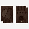 Selena (dark brown) - Classic women's fingerless lambskin driving gloves