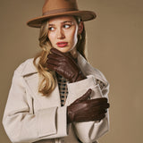 Sienna (bruin) – Luxe dames handschoenen van Amerikaans hertenleer met kasjmier voering