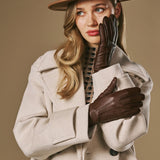 Sienna (bruin) – Luxe dames handschoenen van Amerikaans hertenleer met kasjmier voering