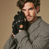 Silvio (zwart) – Exclusieve heren autohandschoenen van pekari leer