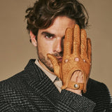 Silvio (cognac) – Exclusieve heren autohandschoenen van pekari leer