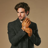 Silvio (cognac) – Exclusieve heren autohandschoenen van pekari leer