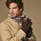 Winston (donkerbruin) – Heren handschoenen van nubuck leer met dikke PrimaLoft® voering en drukknoopsluiting