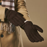 Winston (donkerbruin) – Heren handschoenen van nubuck leer met dikke PrimaLoft® voering en drukknoopsluiting