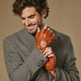 Zane (cognac) - Luxe vingerloze autohandschoenen van Amerikaans hertenleer