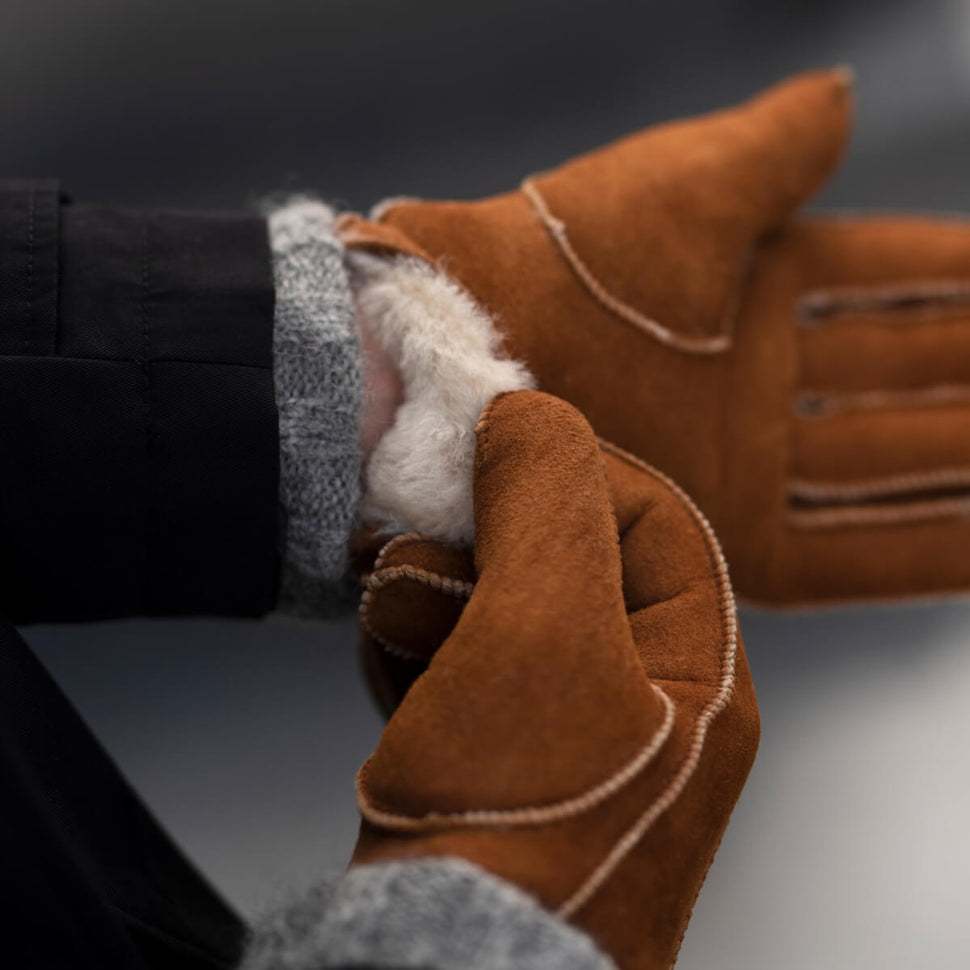 Bruine Suede Handschoenen Heren - Warm Gevoerd – Premium Leren Handschoenen – Designed in Amsterdam – Schwartz & von Halen® - 7