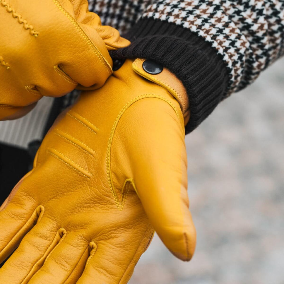 Dikke Leren Handschoenen Geel - Ultrafleece Warme Voering – Premium Leren Handschoenen – Designed in Amsterdam – Schwartz & von Halen® - 7